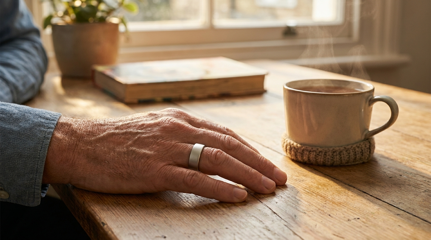 PulseGuard Ring on hand with morning tea