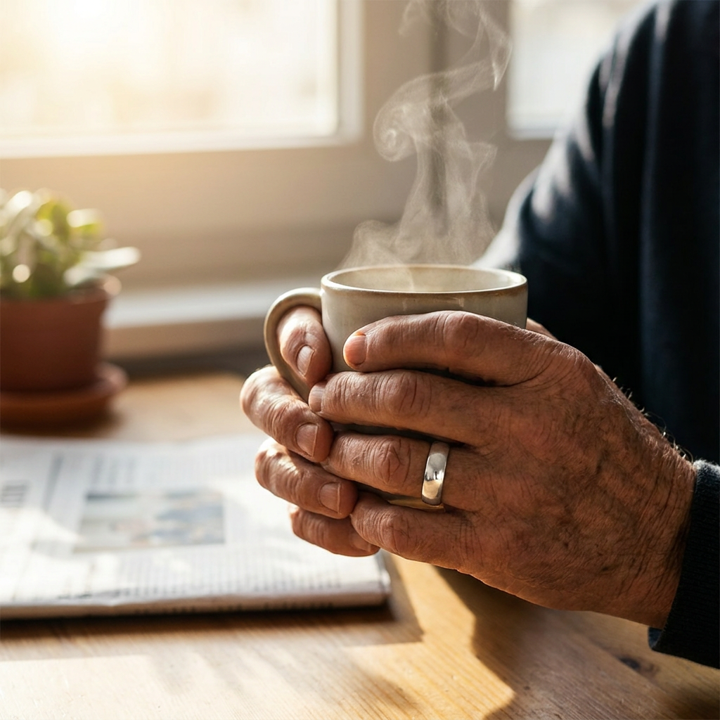 PulseGuard Ring during morning coffee routine